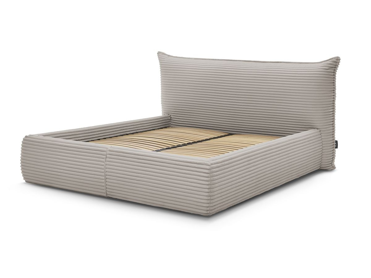 Bobochic Jade Polsterbett mit Bettkasten Cordsamt Taupe, Liegefläche 160 × 200 cm