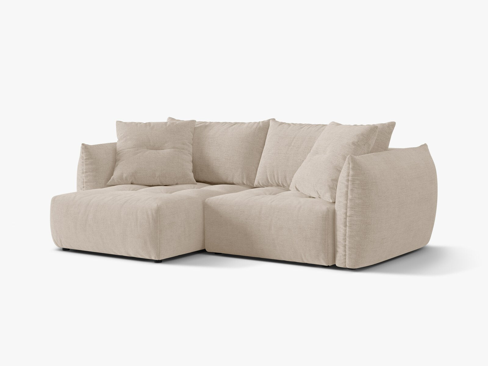 Micadoni Bloom Ecksofa 3-Sitzer mit Schlaffunktion Links Strukturierter Stoff Wind Helles Beige