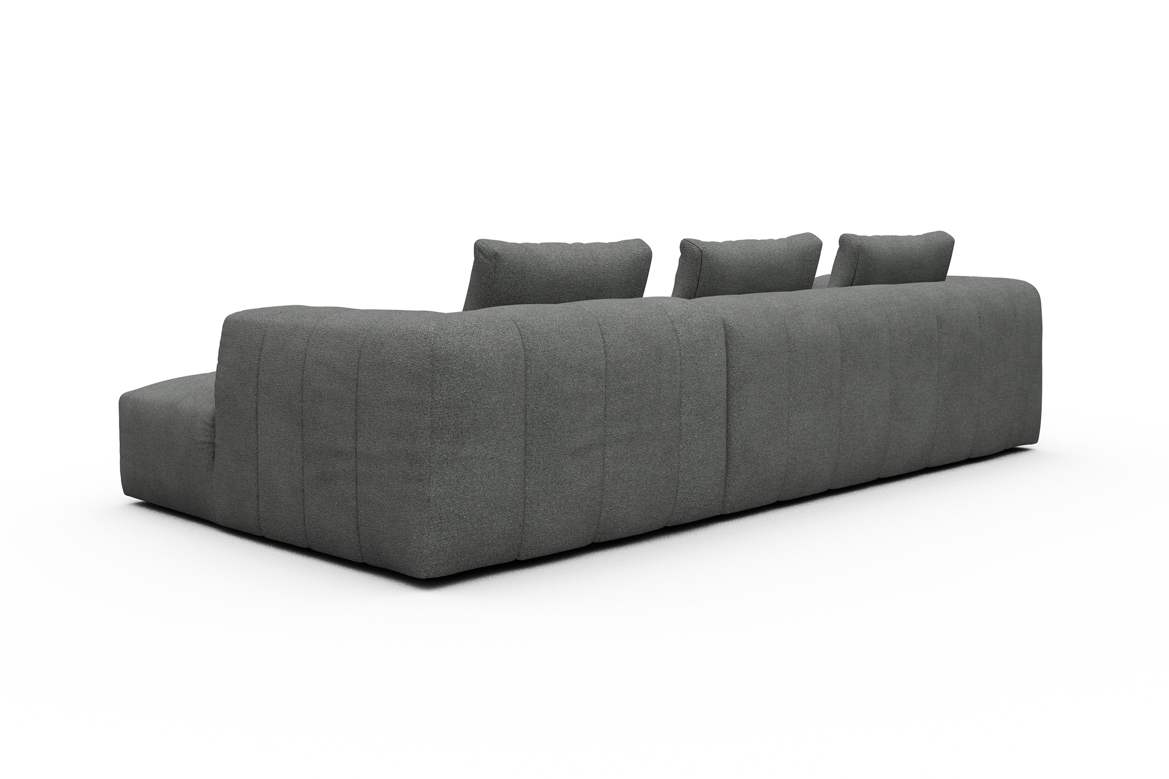 Ecksofa Hugo 2,5-Sitzer Armlehne links mit Chaiselongue Boucle-Ash-Grey