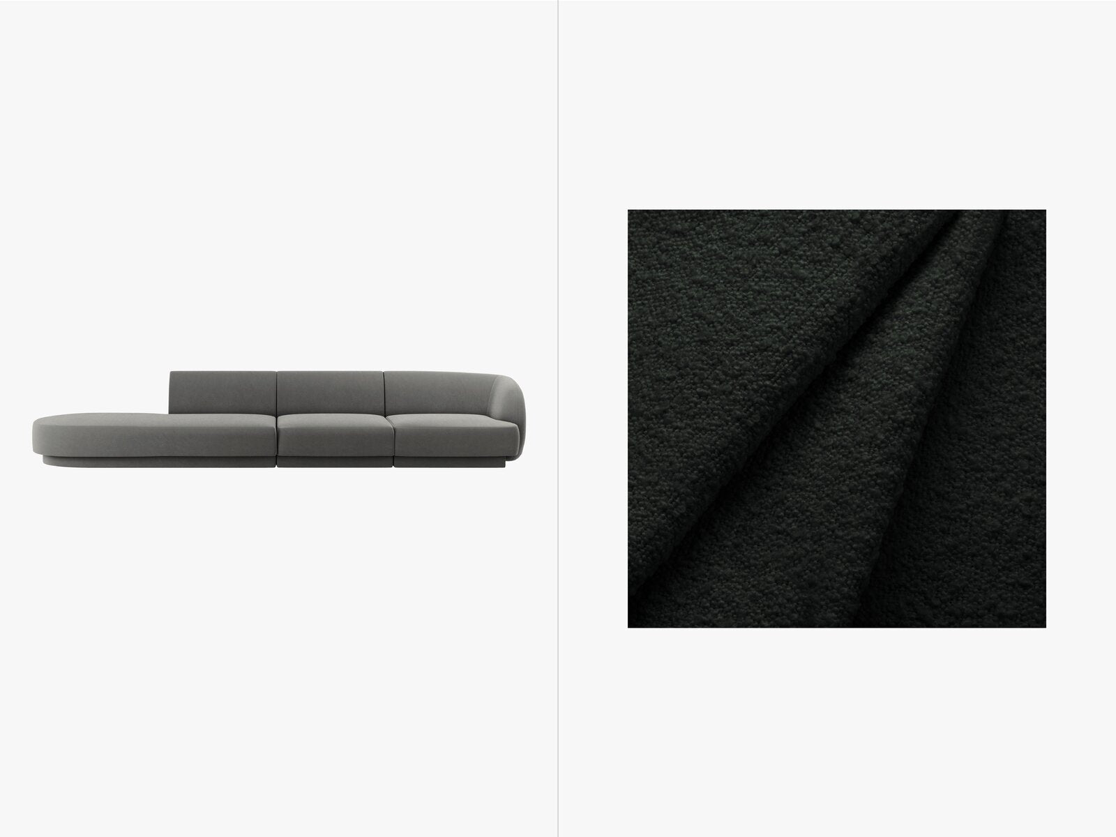Micadoni Sofa Miley 4-Sitzer Links Boucle Baloo Schwarz
