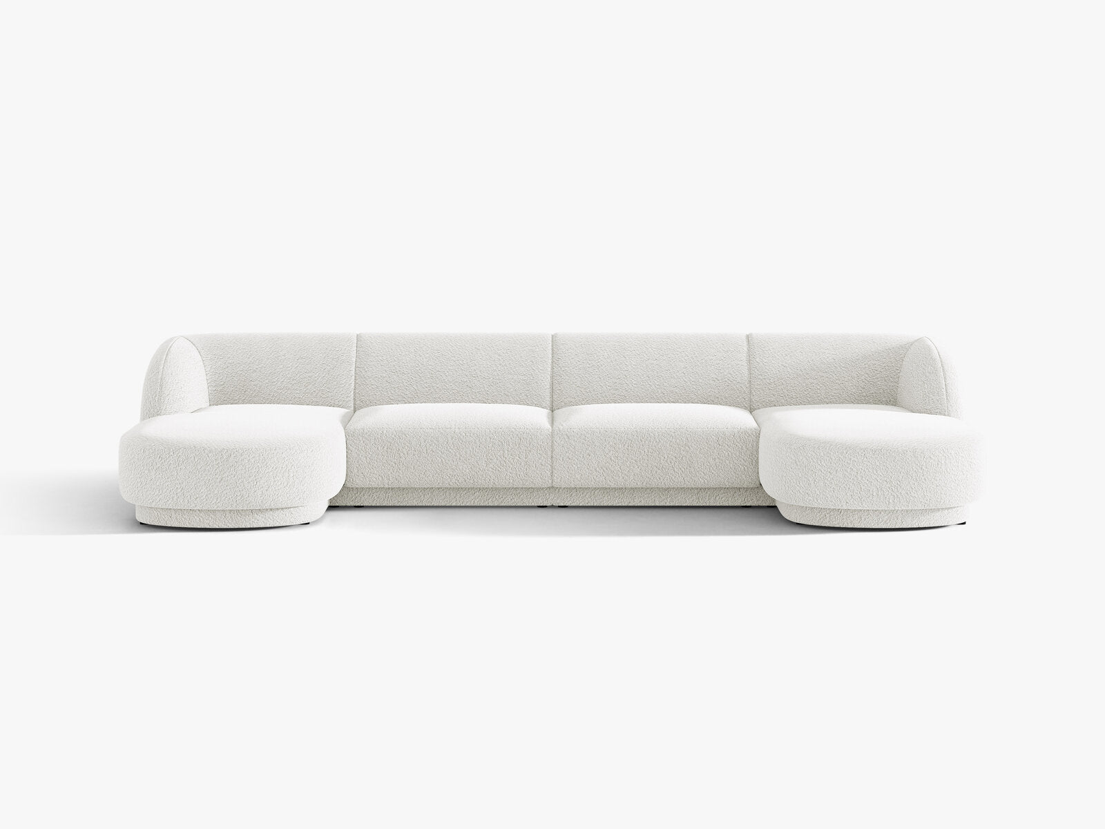 Micadoni Panorama-Sofa Miley 5-Sitzer Boucle Baloo Weiß