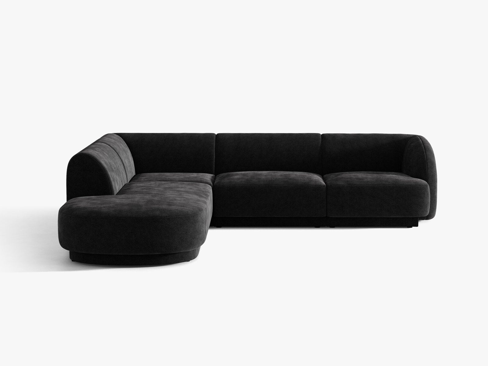 Micadoni Ecksofa Miley 6-Sitzer Links Chenille Haga Schwarz