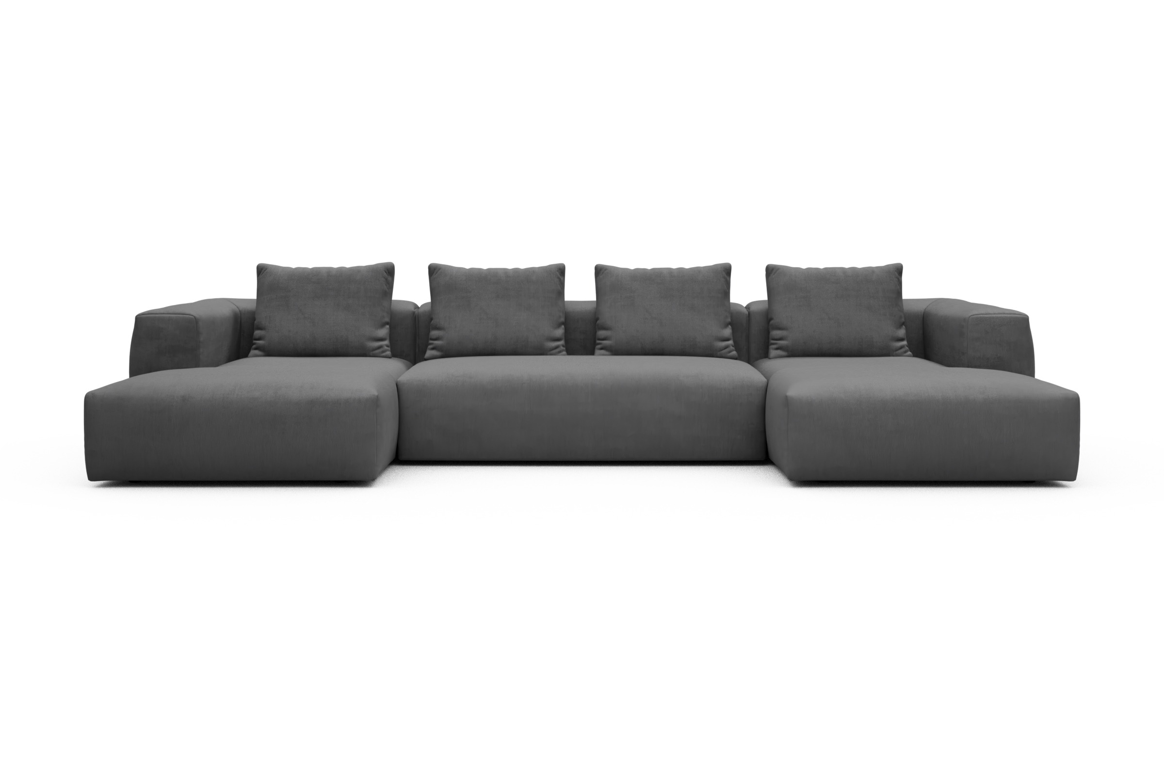 Skandi Home Wohnlandschaft Fred mit 2-Sitzer und Chaiselongue beidseitig Cordufine-Grey moebelfaktor