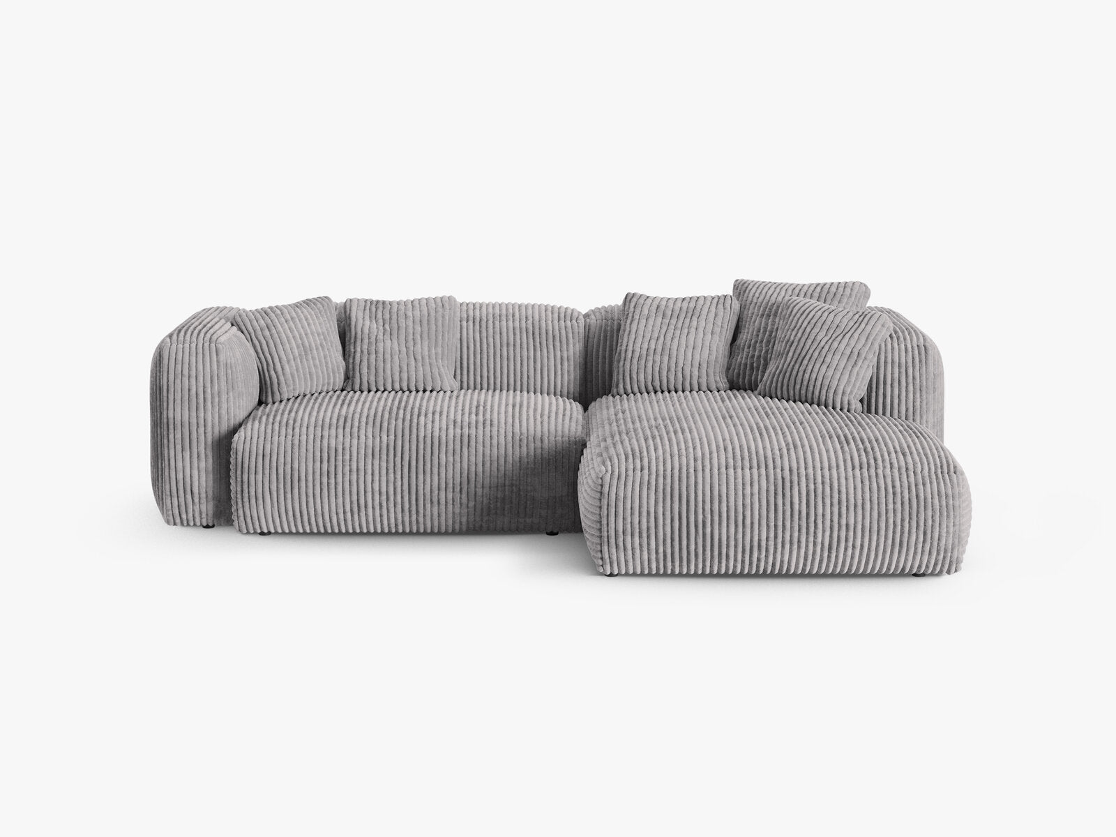 Micadoni Ecksofa Martina 2-Sitzer 90cm Sitztiefe Rechts Kord Tilia Hellgrau