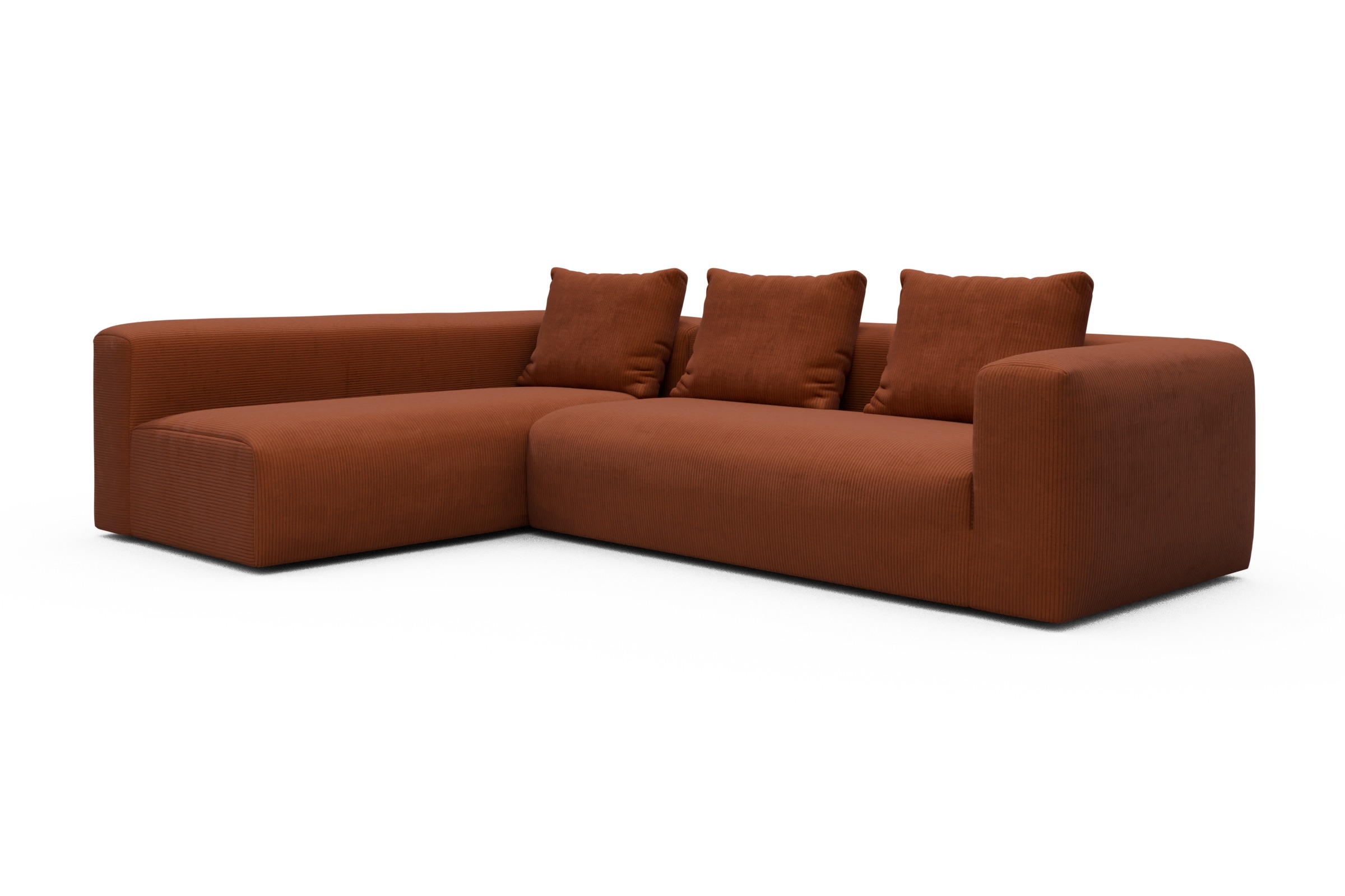 Ecksofa Fred 2x 2,5-Sitzer links offen Corduroy-Burnt-Orange