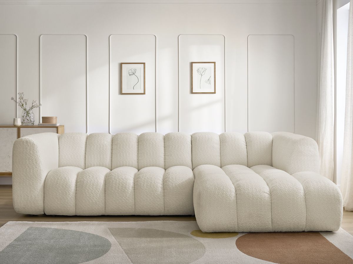 Bobochic Talia Ecksofa Bouclé-Stoff Beige Ecke rechts