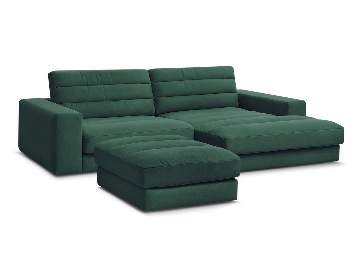 Bobochic Sierra Ecksofa mit Pouf Samt Dunkelgrün Ecke rechts