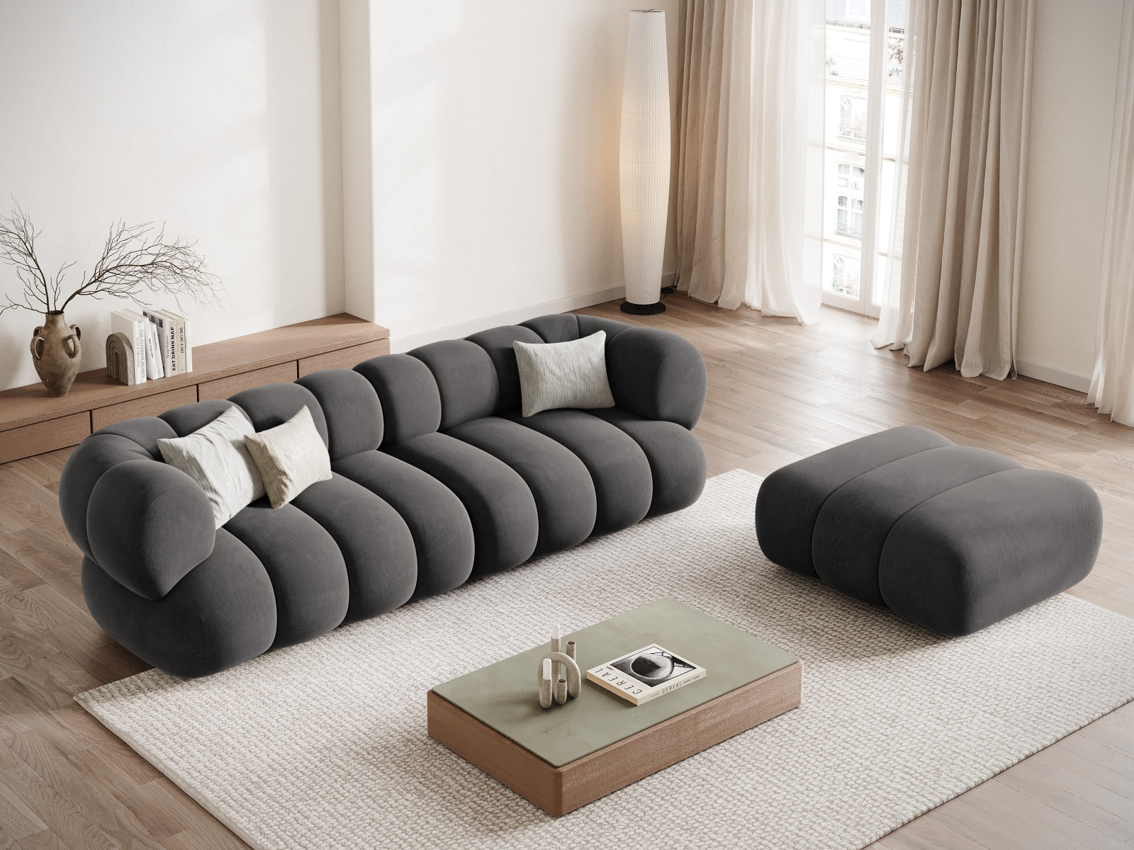 Cosmopolitan Design Sofa Koge 4-Sitzer Samt Vogue Grau