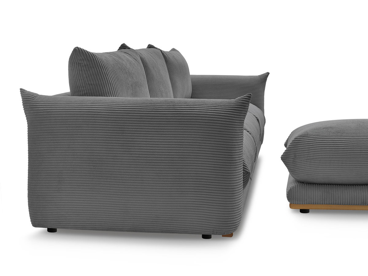 Bobochic Ernest Sofa 3-Sitzer mit Pouf 266 × 106 cm Cordsamt Dunkelgrau