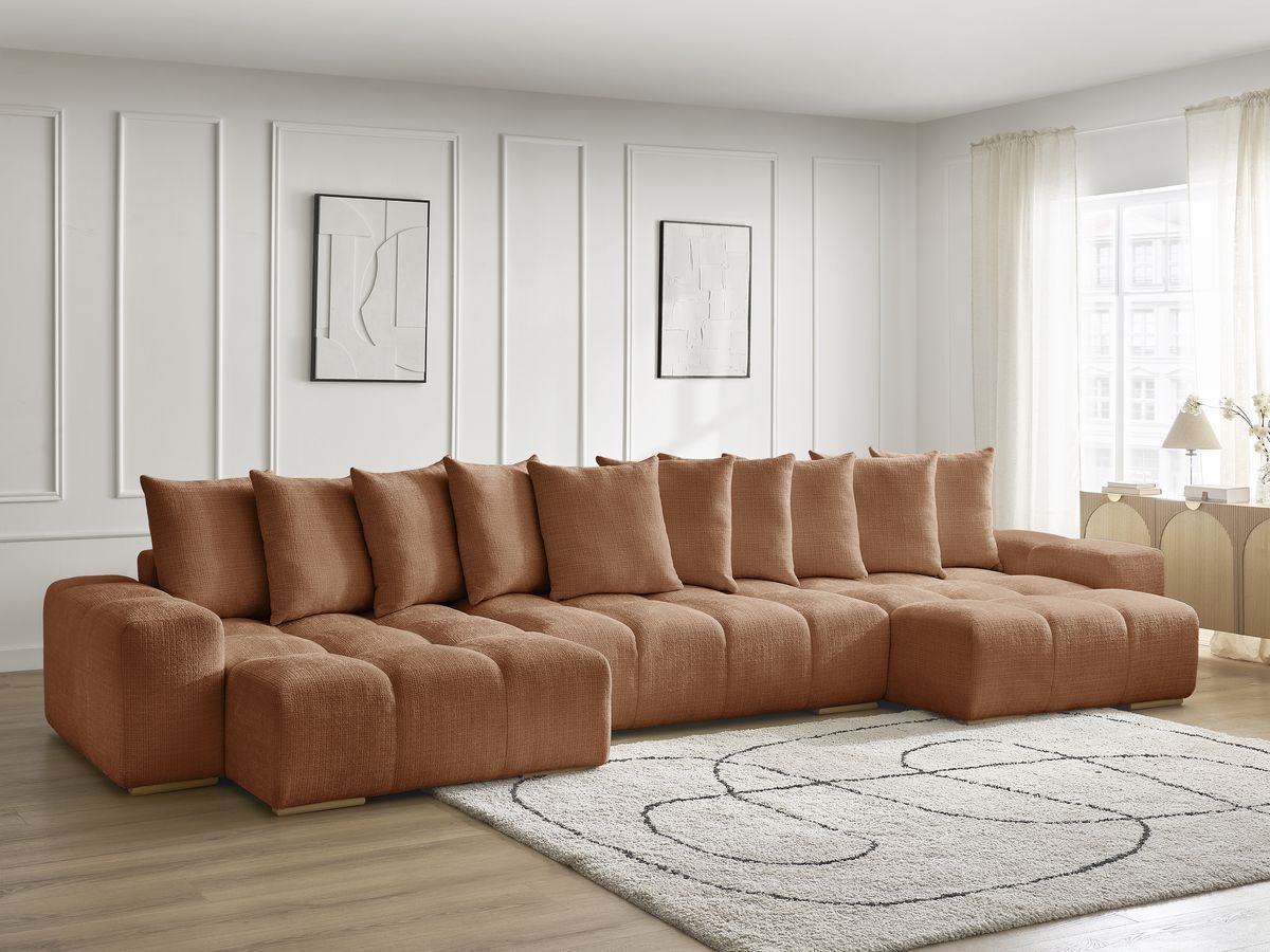 Bobochic Anakin Wohnlandschaft, 10 Kissen Strukturstoff Orange