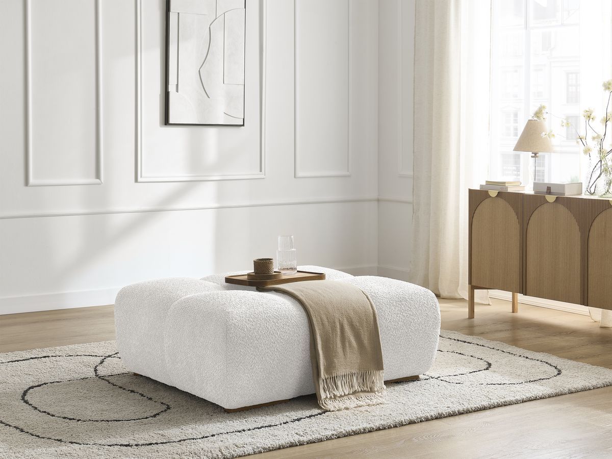 Bobochic Anakin Pouf Bouclé-Stoff Weiß