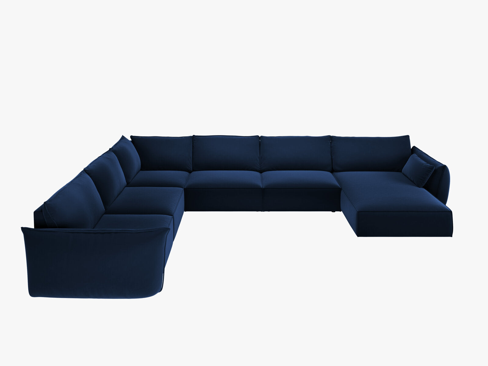 Micadoni Panorama-Ecksofa Kaelle 8-Sitzer Links Samt Bluvel Königsblau