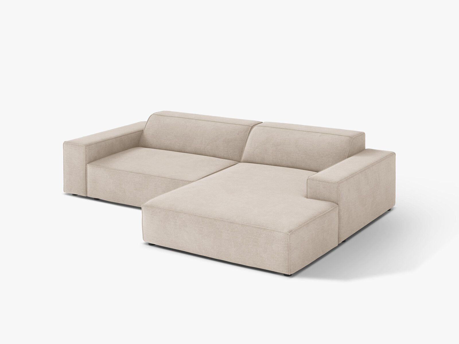 Micadoni Ecksofa Jodie 3-Sitzer Strukturierter Stoff Liberty Beige Rechts