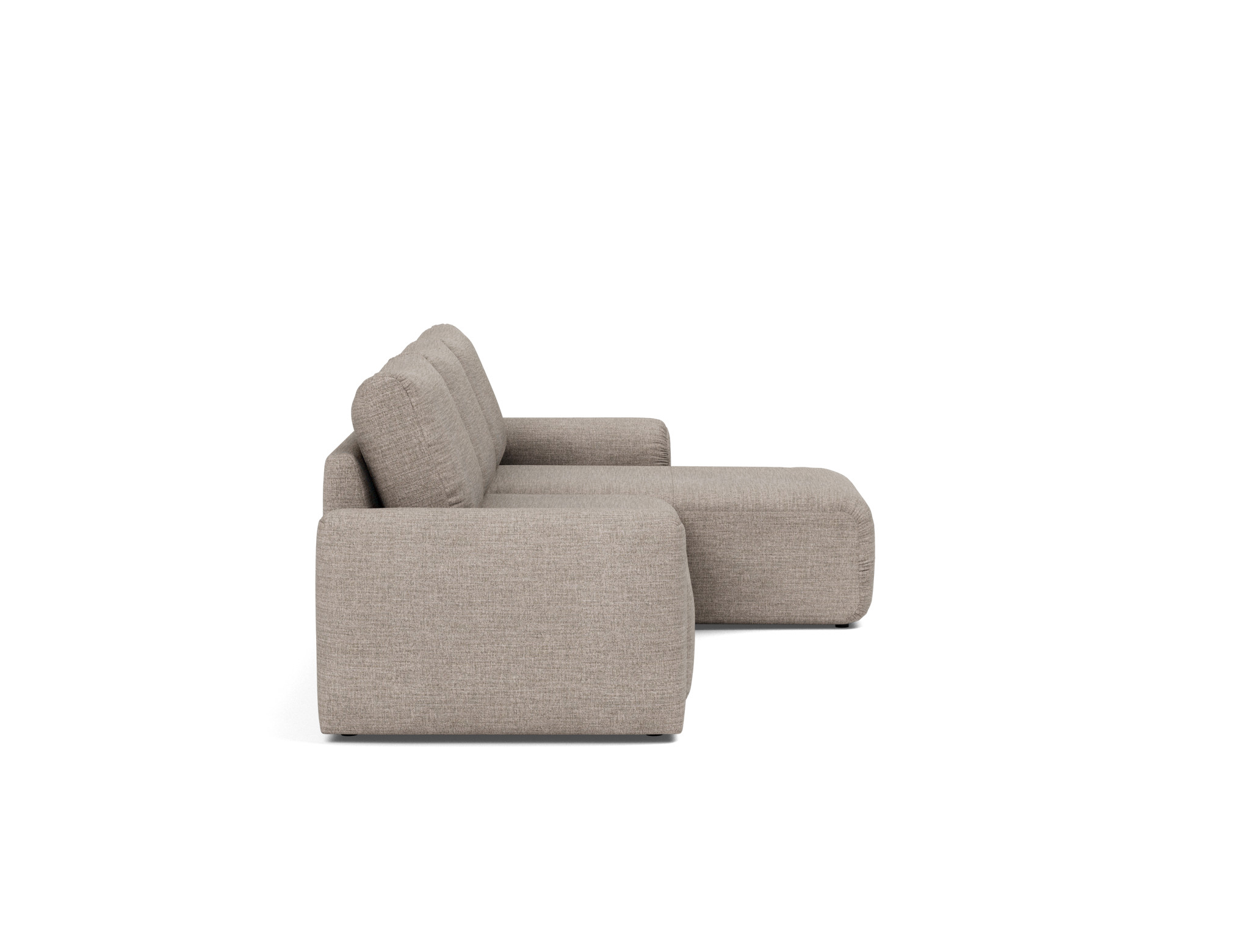 Schlafsofa Norum mit Chaiselongue und Chunky-Armlehnen Chenille Yuveno 472-Warm-Grey