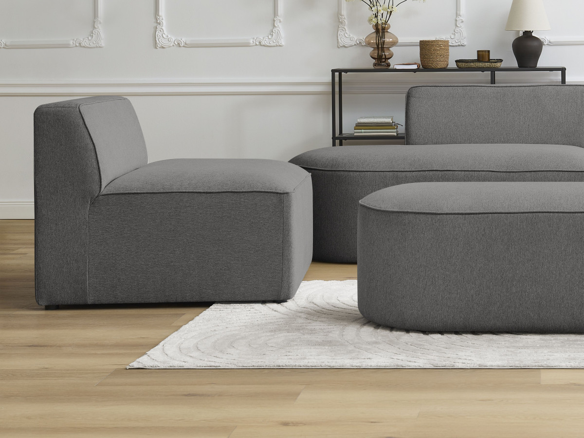 Bobochic Rousseau Sofamodul 1-Sitzer Melange-Stoff Dunkelgrau