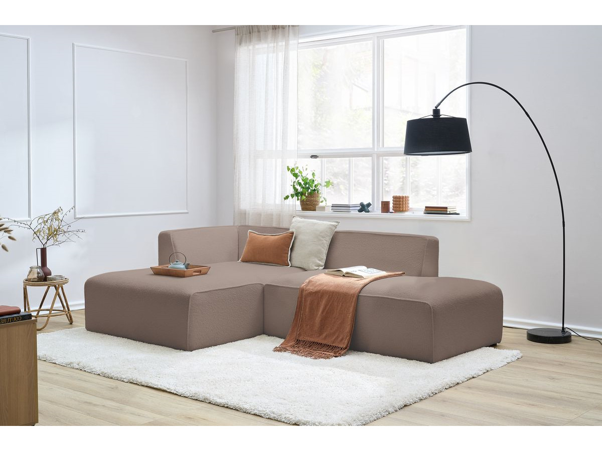 Bobochic Megeve Ecksofa Bouclé-Stoff Braun Ecke links