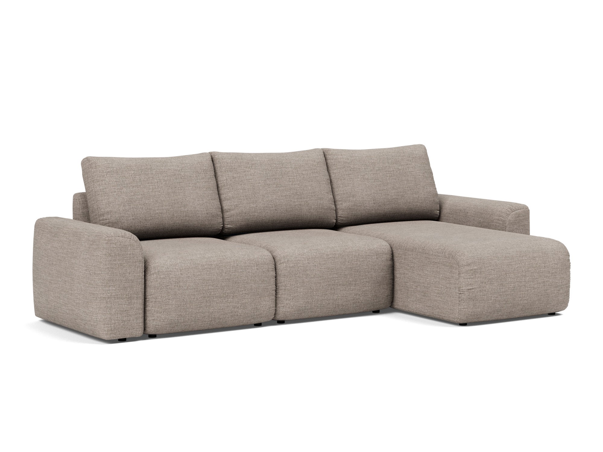 Schlafsofa Norum mit Chaiselongue und Chunky-Armlehnen Chenille Yuveno 472-Warm-Grey