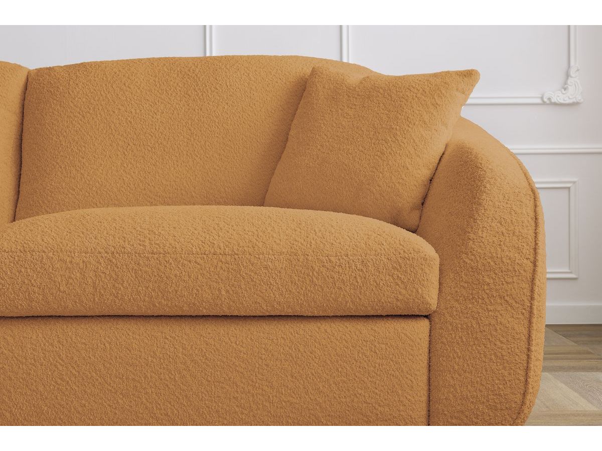 Bobochic Cezanne Schlafsofa 3-Sitzer Bouclé-Stoff Gelb, Liegefläche 160 × 194 cm