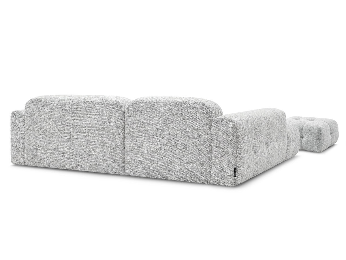 Bobochic Laura Ecksofa mit kleinem Pouf Melange-Stoff Hellgrau Ecke rechts