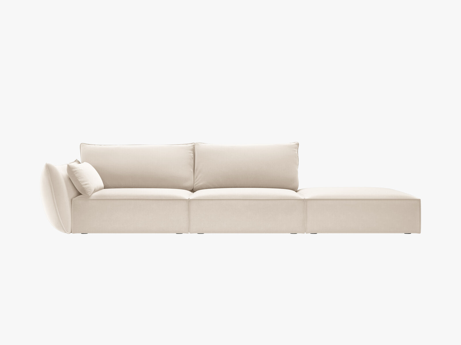 Micadoni Sofa Kaelle 4-Sitzer Rechts Samt Bluvel Helles Beige