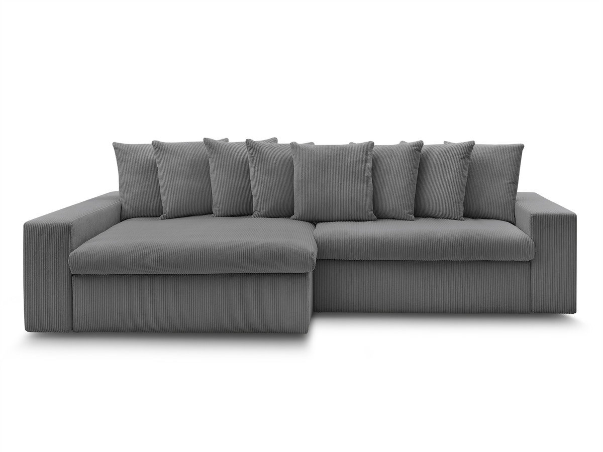 Bobochic Enore Ecksofa 330 × 157 cm Cordsamt Dunkelgrau Ecke links
