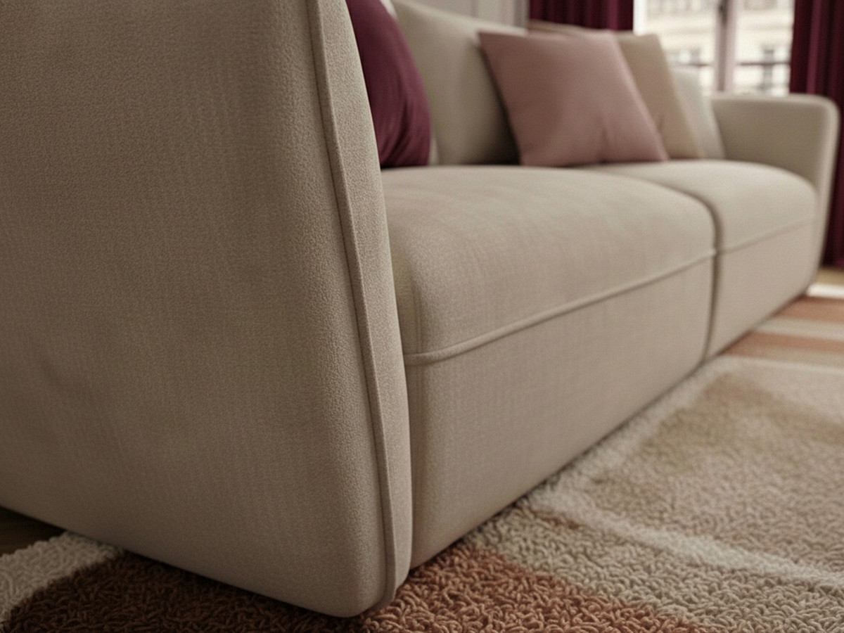 Bobochic Luigi Sofa 3-Sitzer mit Pouf Strukturstoff Beige