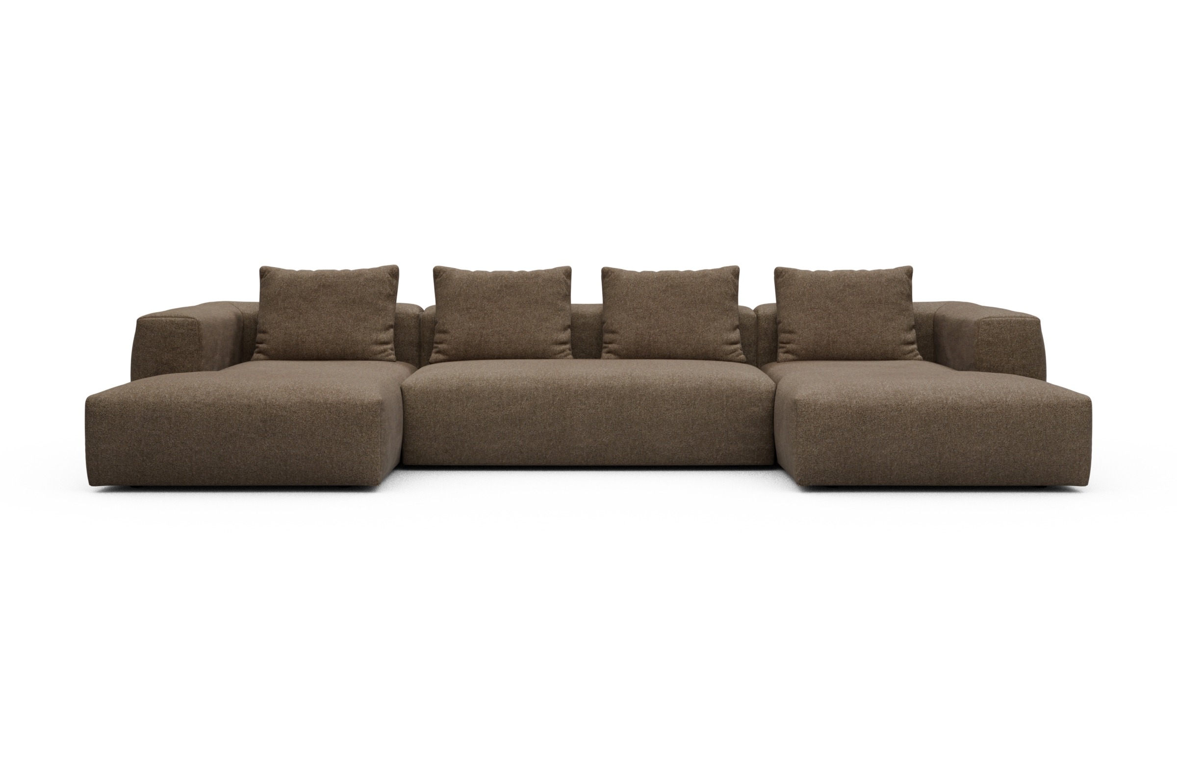 Skandi Home Wohnlandschaft Fred mit 2-Sitzer und Chaiselongue beidseitig Aivi-Khaki-Brown moebelfaktor