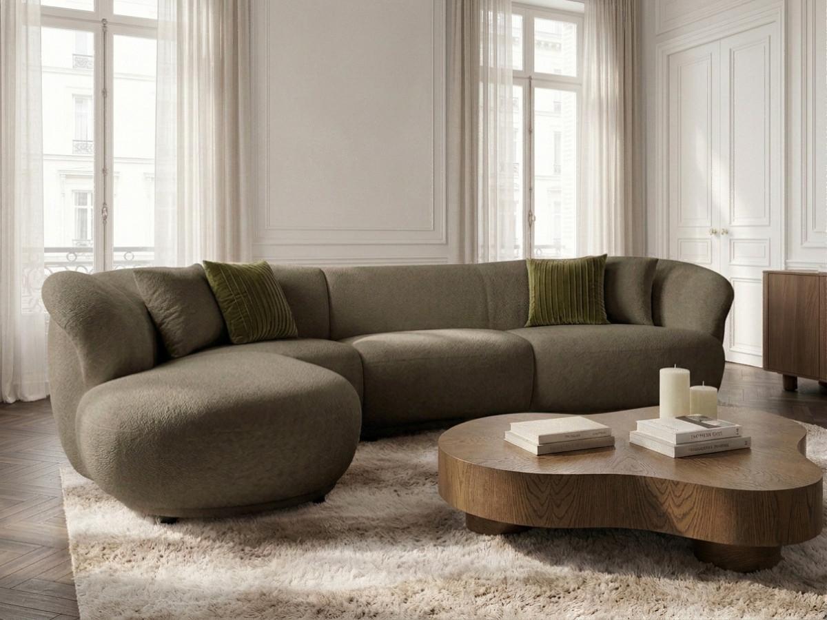 Bobochic Nora Ecksofa Chenille Dunkelbraun Ecke links