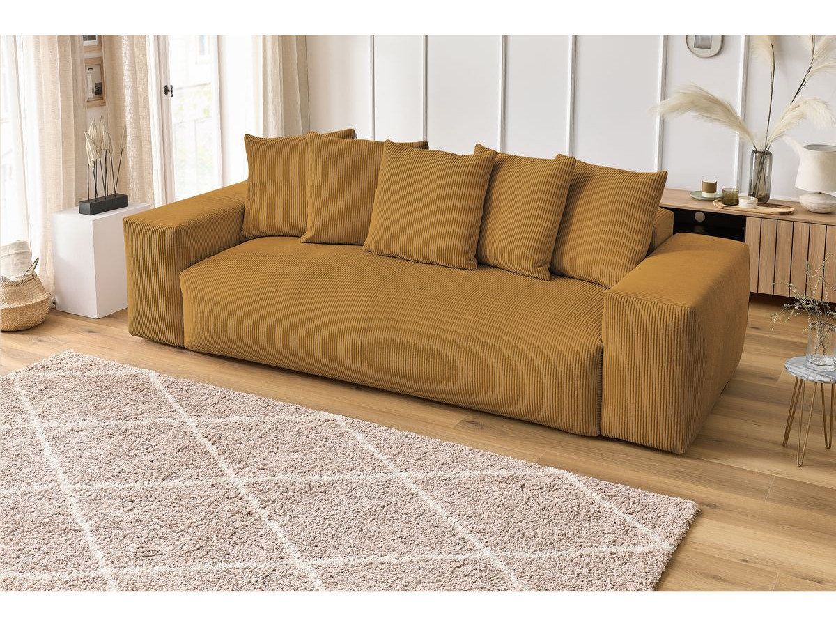 Bobochic Voltaire Sofa 3-Sitzer 280 × 124 cm Cordsamt Gelb