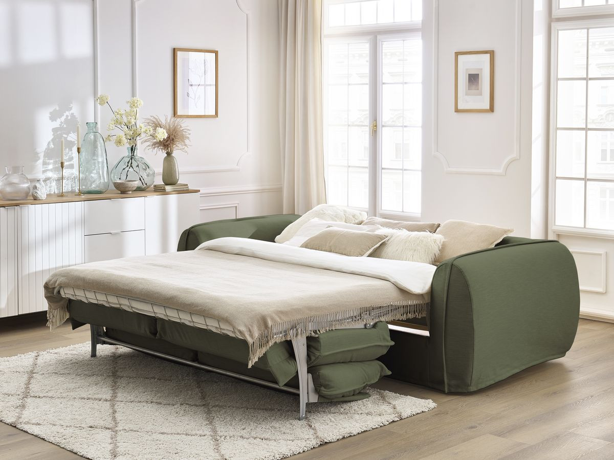 Bobochic Archimede Schlafsofa 3-Sitzer Stoff Grün, Liegefläche 160 × 194 cm