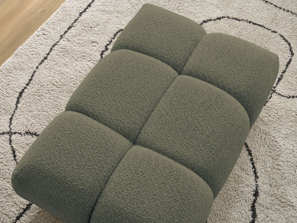 Bobochic Alya Pouf Bouclé-Stoff Grün