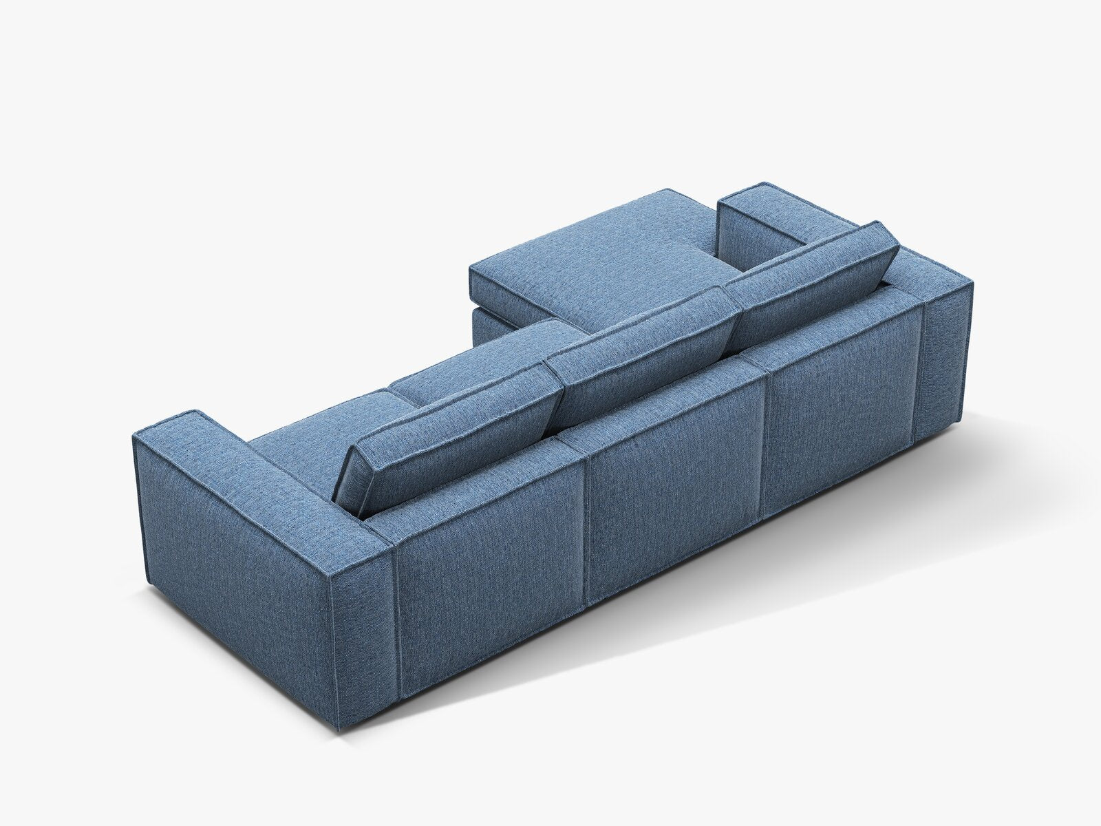Micadoni modulares Ecksofa Pola 3-Sitzer Links Strukturierter Stoff Babel Dunkelblau