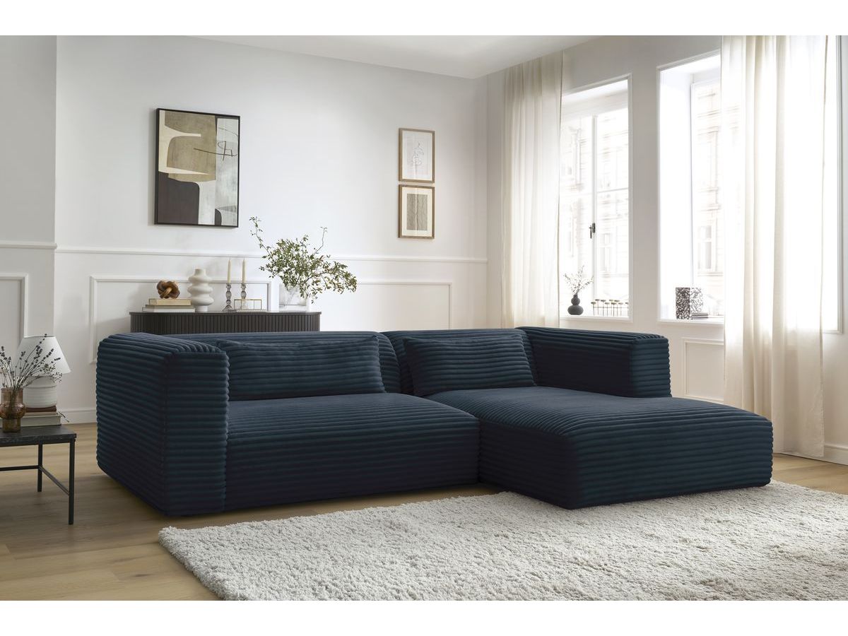 Bobochic Harry Ecksofa Breitcord weich Dunkelblau Ecke rechts