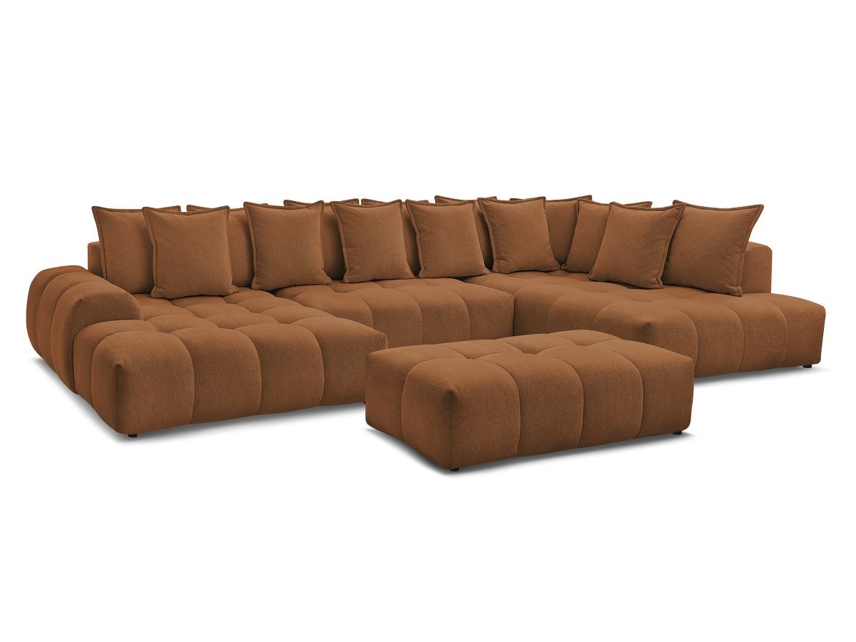 Bobochic Everest Wohnlandschaft mit Pouf, 14 Kissen Melange-Stoff Orange Ecke links