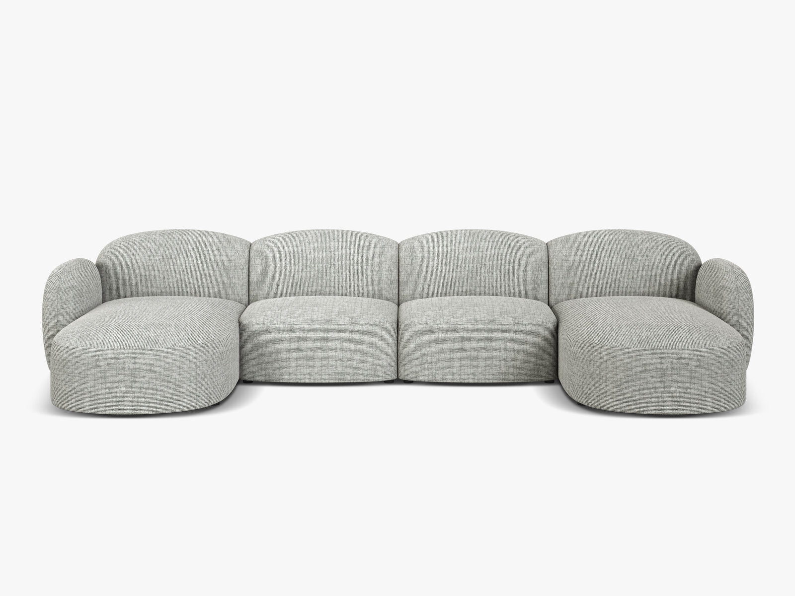 Micadoni Panorama Sofa Blair 6-Sitzer Strukturierter Stoff Baltimore Warmes Grau