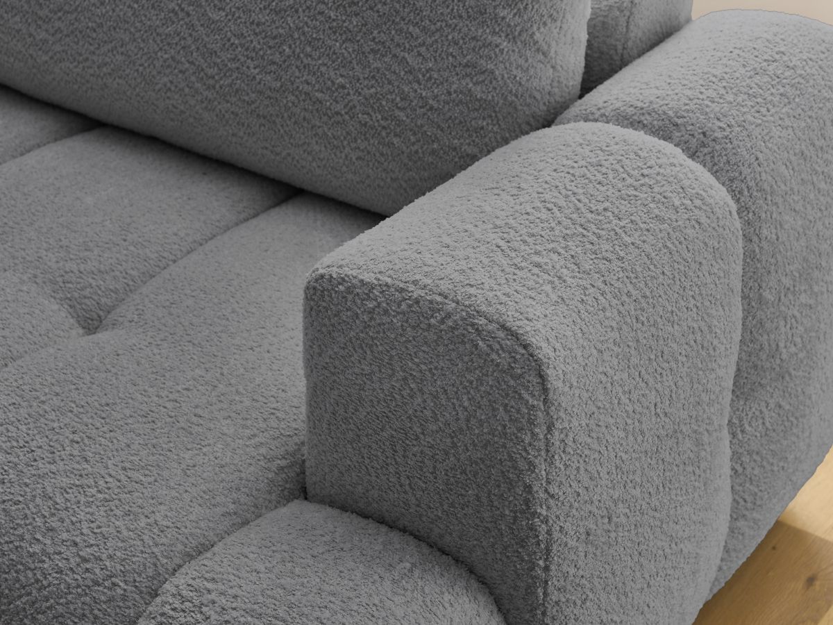 Bobochic Fuji Ecksofa mit Schlaffunktion und Bettkasten 282 × 204 cm Bouclé-Stoff Dunkelgrau Ecke links