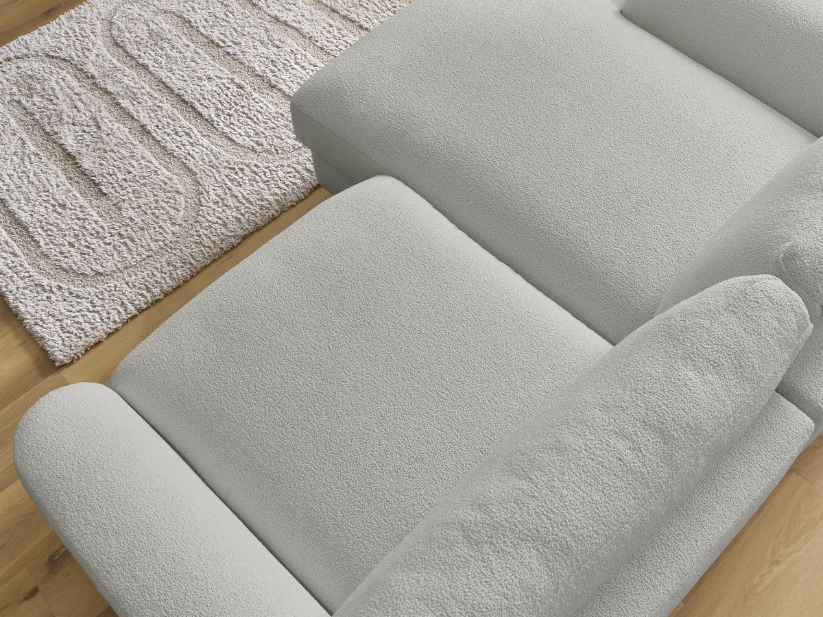 Bobochic Leonore Ecksofa Bouclé-Stoff Hellgrau Ecke links