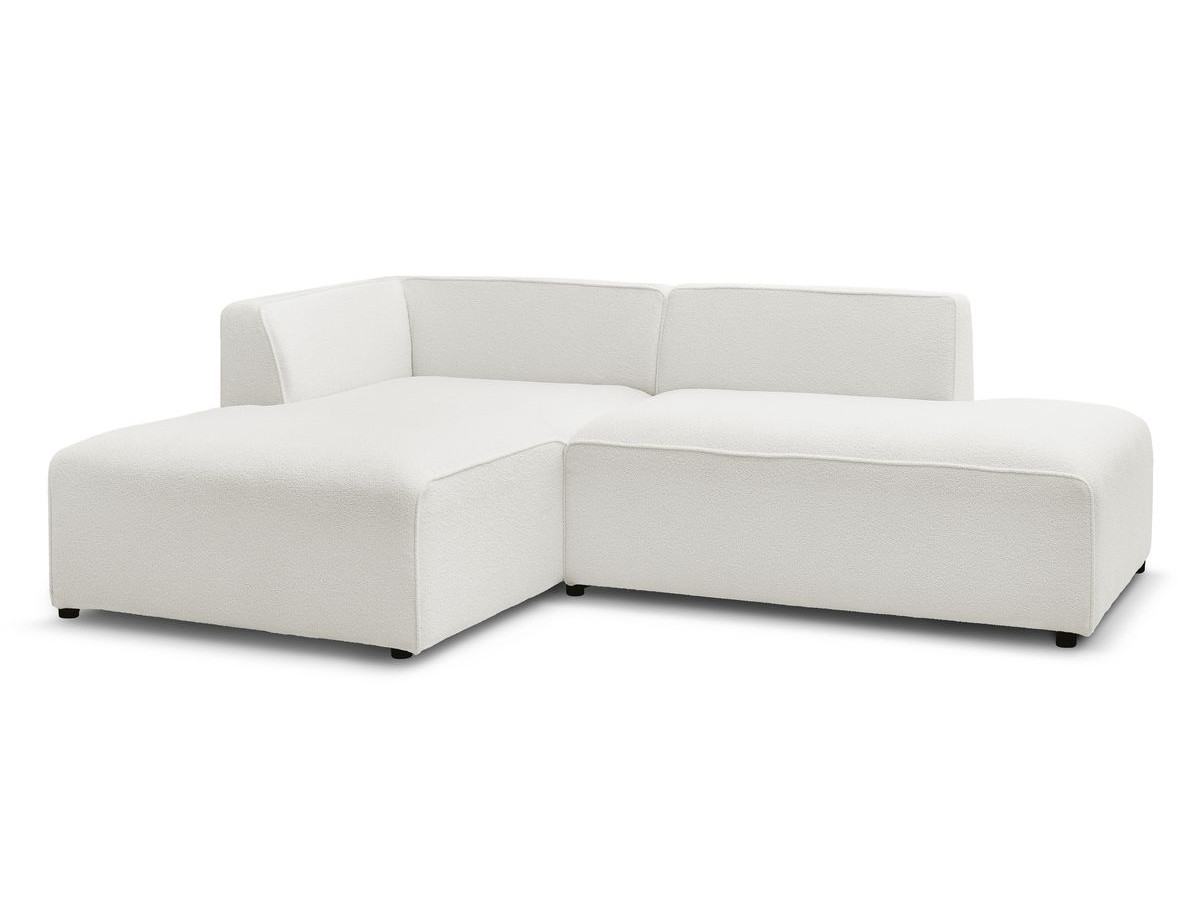 Bobochic Megeve Ecksofa Bouclé-Stoff Weiß Ecke links