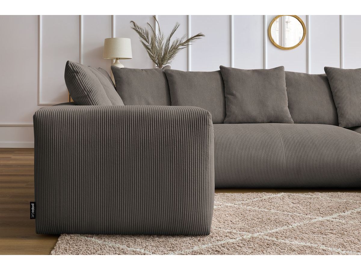 Bobochic Voltaire Wohnlandschaft 356 × 214 cm Cordsamt Taupe Ecke rechts