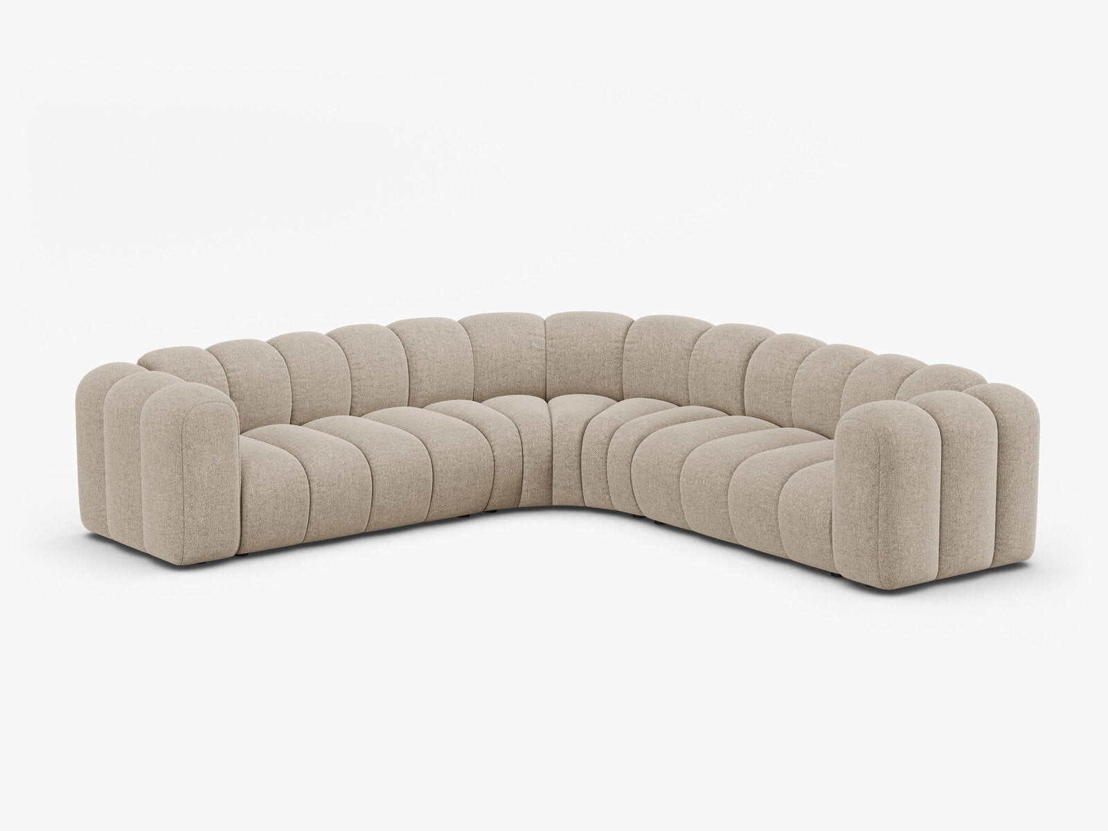 Micadoni symmetrisches Ecksofa Lupine 5-Sitzer mittelgroß Chenille Eden Dunkelbeige