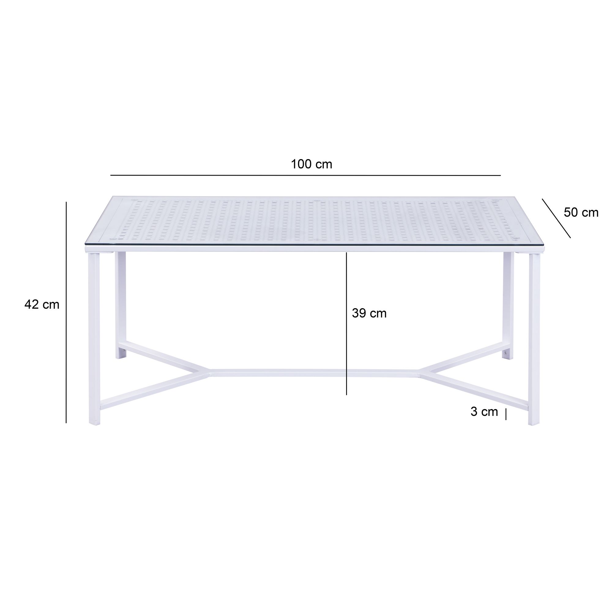 Couchtisch Isfjord Glas Weiß 100 × 50 × 42 cm