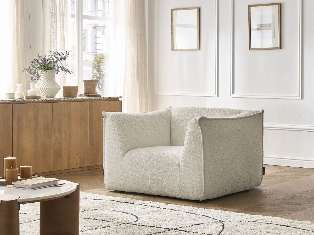 Bobochic Giorgia Sessel Bouclé-Stoff Beige