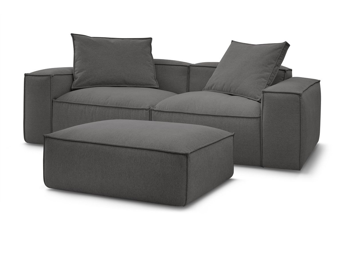 Bobochic Boheme Sofa 4-Sitzer mit Pouf Melange-Stoff Dunkelgrau