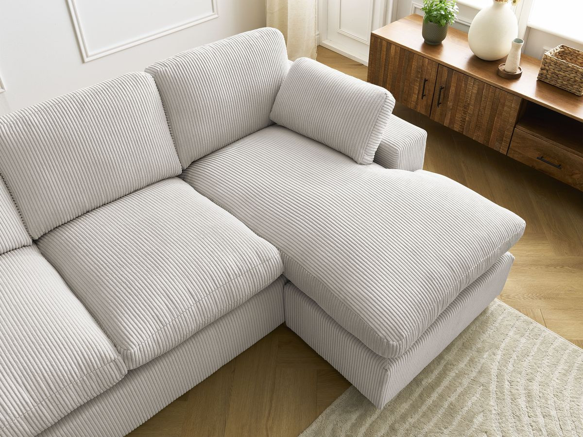 Bobochic Belair Ecksofa 220 × 139 cm Cordsamt Beige