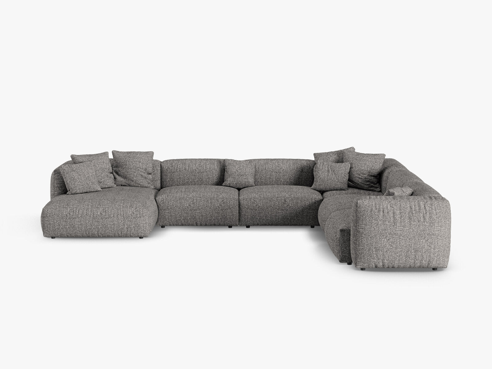 Micadoni modulares Ecksofa XL Martina 6-Sitzer 90cm Sitztiefe Rechts Boucle Monet Graphit