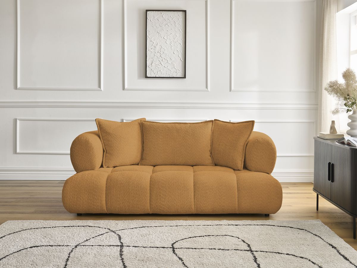 Bobochic Alya Sofa 2-Sitzer Bouclé-Stoff Gelb