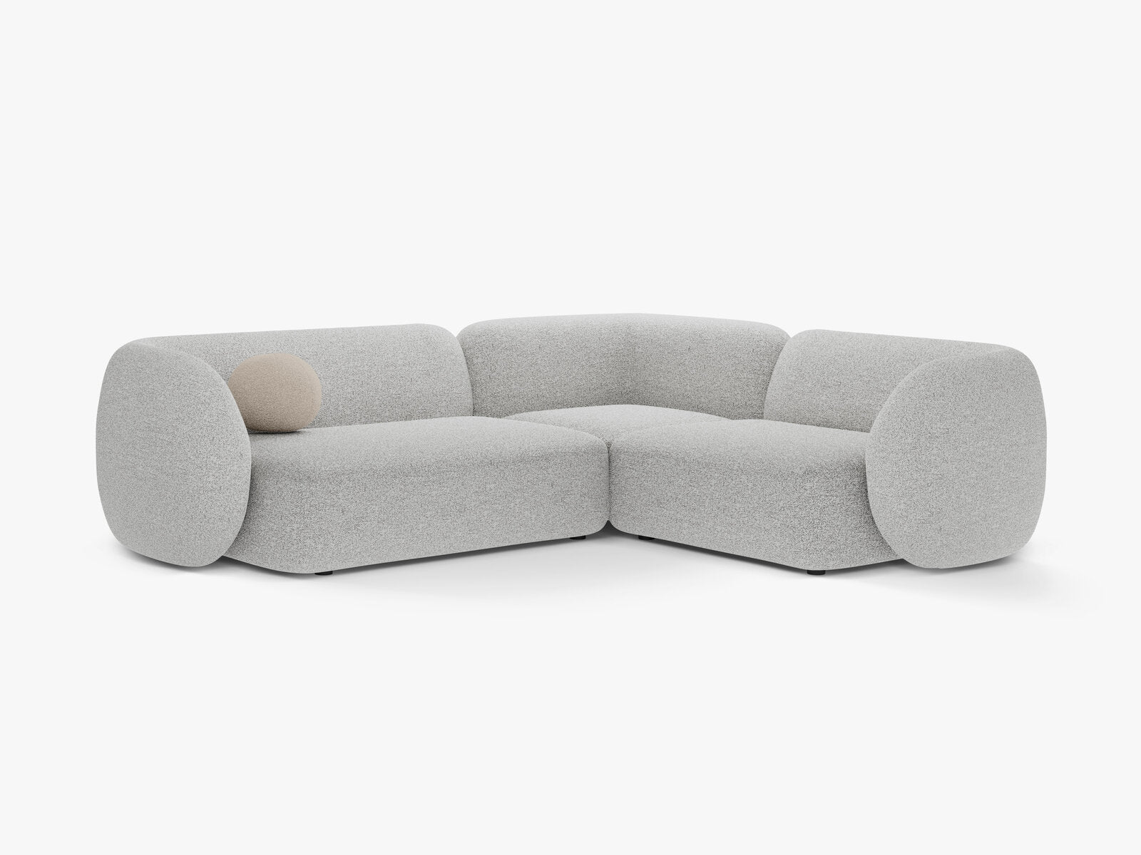 Micadoni Ecksofa Kate 4-Sitzer Rechts Strukturierter Stoff Hellgrau Melange