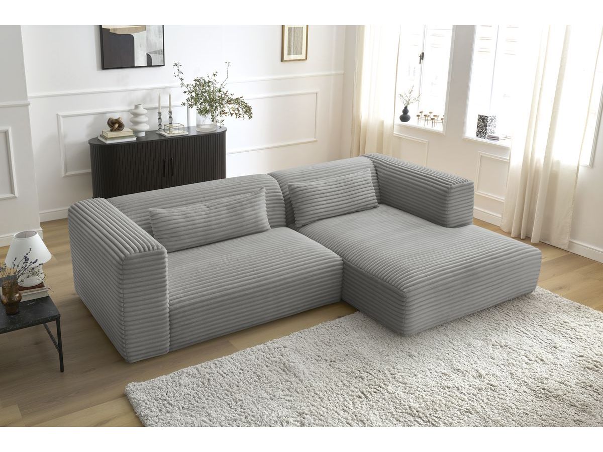 Bobochic Harry Ecksofa Breitcord weich Dunkelgrau Ecke rechts