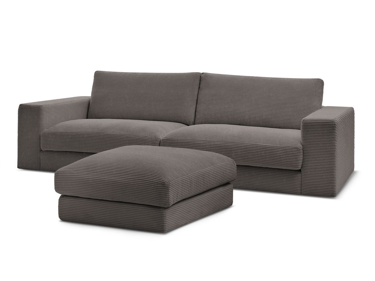 Bobochic Leonard Sofa 4-Sitzer mit Pouf 234 × 109 cm Cordsamt Braun