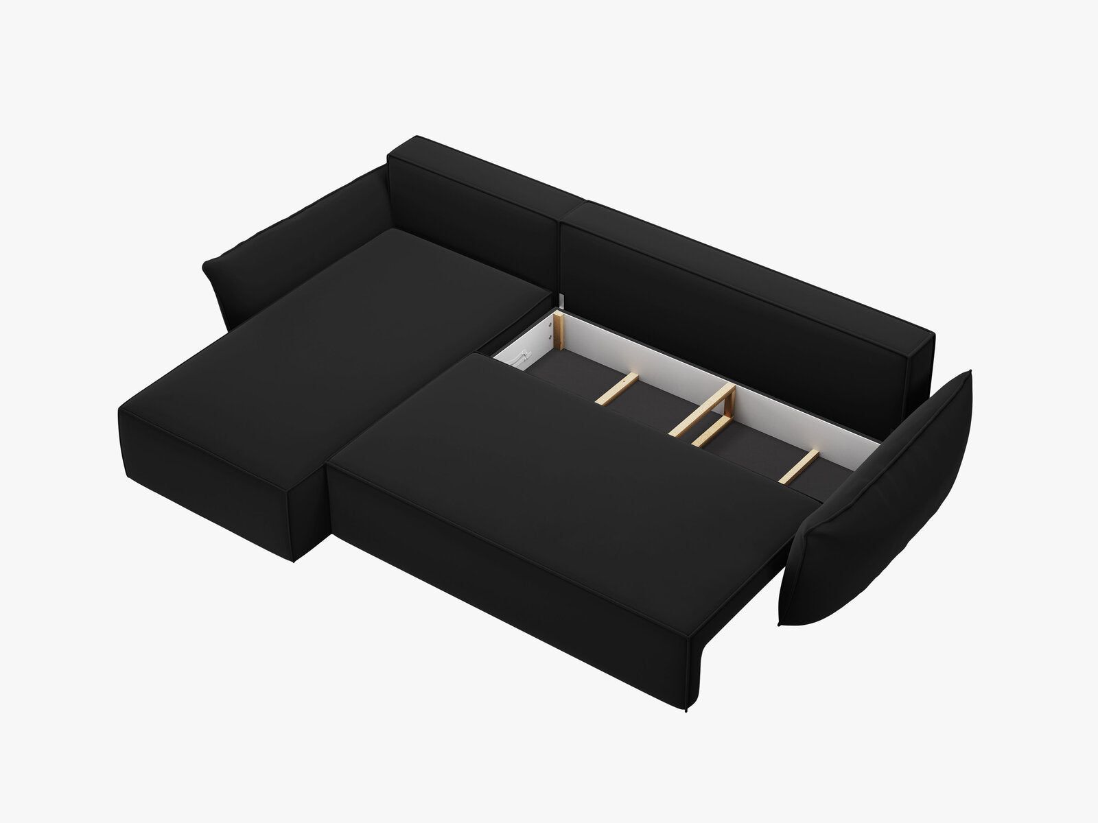 Micadoni Kaelle Ecksofa 4-Sitzer mit Schlaffunktion Links Samt Bluvel Schwarz